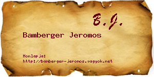 Bamberger Jeromos névjegykártya